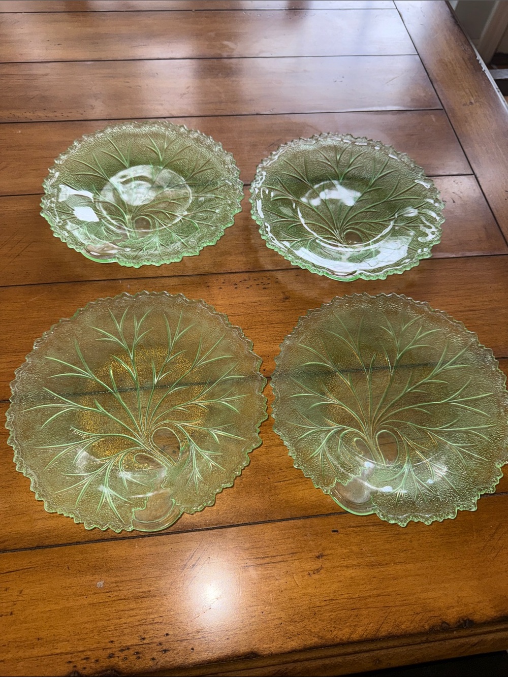 Green Depression Glass Salad/Dessert Plates - Set of 4